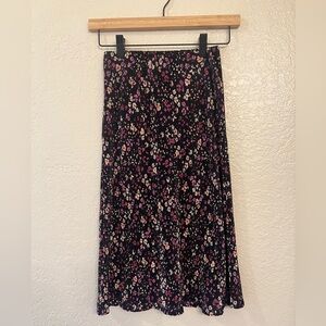 🥀love, Fire🥀 Kids Black and Pink Floral Skirt